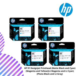 HP 91 DesignJet Printhead (Matte Black and Cyan)(Magenta and Yellow)(Lt Magenta and Lt Cyan)(Photo Black and Lt Gray)