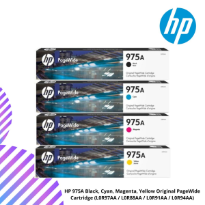 HP 975A Black, Cyan, Magenta, Yellow Original PageWide Cartridge (L0R97AA / L0R88AA / L0R91AA / L0R94AA)