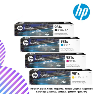 HP 981A Black, Cyan, Magenta, Yellow Original PageWide Cartridge (J3M71A / J3M68A / J3M69A / J3M70A)