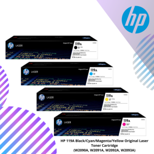 HP 119A Black/Cyan/Magenta/Yellow Original Laser Toner Cartridge - (W2090A, W2091A, W2092A, W2093A)