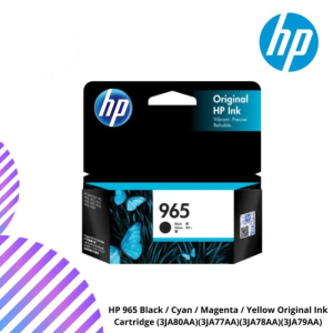 HP 965 Black / Cyan / Magenta / Yellow Original Ink Cartridge (3JA80AA)(3JA77AA)(3JA78AA)(3JA79AA)