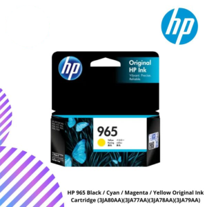 HP 965 Black / Cyan / Magenta / Yellow Original Ink Cartridge (3JA80AA)(3JA77AA)(3JA78AA)(3JA79AA)