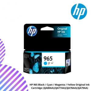 HP 965 Black / Cyan / Magenta / Yellow Original Ink Cartridge (3JA80AA)(3JA77AA)(3JA78AA)(3JA79AA)