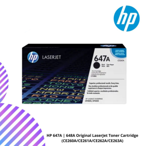 HP 647A | 648A Black, Cyan, Yellow, Magenta Original LaserJet Toner Cartridge (CE260A/CE261A/CE262A/CE263A)