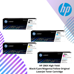 HP 206X High Yield Black/Cyan/Magenta/Yellow Original LaserJet Toner Cartridge (W2110X / W2111X / W2112X / W2113X)