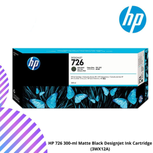 HP 726 300-ml Matte Black DesignJet Ink Cartridge (3WX12A)