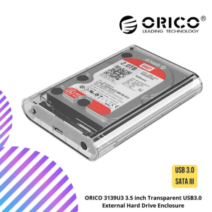 ORICO 3139U3 3.5 inch Transparent USB3.0 External Hard Drive Enclosure