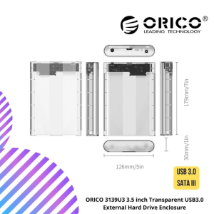 ORICO 3139U3 3.5 inch Transparent USB3.0 External Hard Drive Enclosure