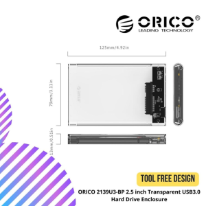 ORICO 2139U3-BP 2.5 inch Transparent USB3.0 Hard Drive Enclosure