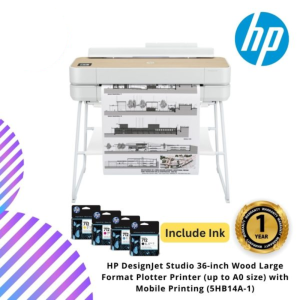 HP DesignJet Studio 36-inch Wood Large Format Plotter Printer (up to A0 size) with Mobile Printing (5HB14A-1)