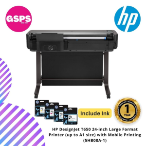 HP DesignJet T650 24-inch Large Format Printer (up to A1 size) with Mobile Printing (5HB08A-1)
