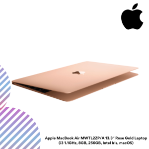 Apple MacBook Air MWTL2ZP/A 13.3" Rose Gold Laptop (i3 1.1GHz, 8GB, 256GB, Intel Iris, macOS)