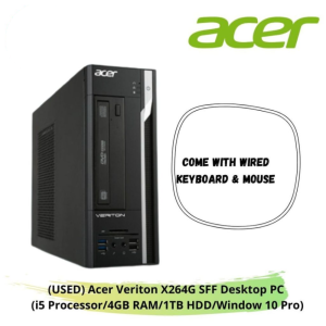 (USED) Acer Veriton X264G SFF Desktop PC (i5 Processor/4GB RAM/1TB HDD/Window 10 Pro)