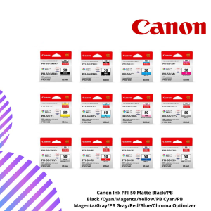 Canon Ink PFI-50 Matte Black/PB Black /Cyan/Magenta/Yellow/PB Cyan/PB Magenta/Gray/PB Gray/Red/Blue/Chroma Optimizer
