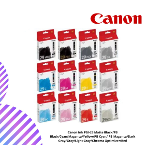 Canon Ink PGI-29 Matte Black/PB Black/Cyan/Magenta/Yellow/PB Cyan/ PB Magenta/Dark Gray/Gray/Light Gray/Chroma Optimizer/Red