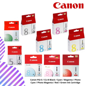 Canon PGI-5 / CLI-8 Black / Cyan / Magenta / Photo Cyan / Photo Magenta / Red / Green Ink Cartridge
