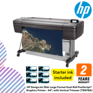 HP DesignJet Z6dr Large Format Dual-Roll PostScript® Graphics Printer - 44", with Vertical Trimmer (T8W18A)