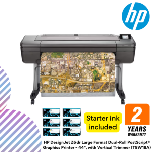 HP DesignJet Z6dr Large Format Dual-Roll PostScript® Graphics Printer - 44", with Vertical Trimmer (T8W18A)