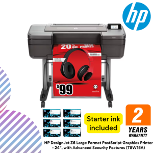 HP DesignJet Z6 Large Format PostScript Graphics Printer - 24", with Advanced Security Features (T8W15A)