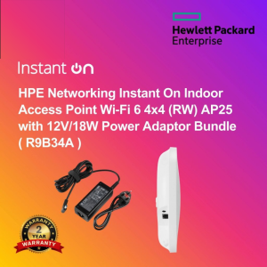 HPE Networking Instant On Indoor Access Point Wi‑Fi 6 4x4 (RW) AP25 with 12V/18W Power Adaptor Bundle ( R9B34A )