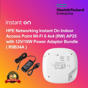 HPE Networking Instant On Indoor Access Point Wi‑Fi 6 4x4 (RW) AP25 with 12V/18W Power Adaptor Bundle ( R9B34A )