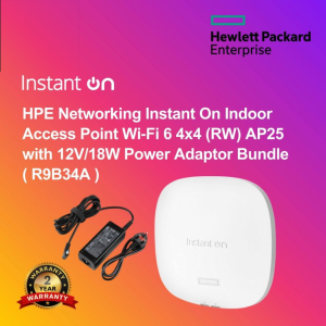 HPE Networking Instant On Indoor Access Point Wi‑Fi 6 4x4 (RW) AP25 with 12V/18W Power Adaptor Bundle ( R9B34A )