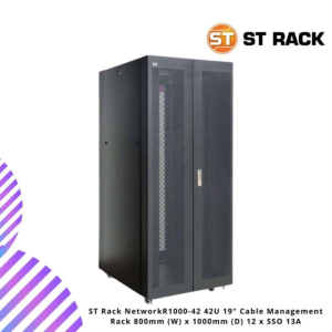 ST Rack NetworkR1000-42 42U 19" Cable Management Rack 800mm (W) x 1000mm (D) 12 x SSO 13A