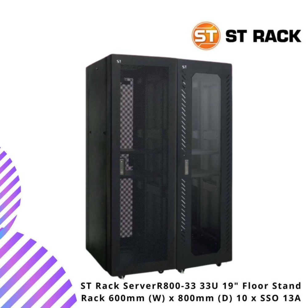 St Racks ST Rack ServerR800-33 33U 19″ Floor Stand Rack 600mm (W) x 800mm (D) 10 ...