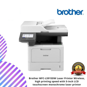 Brother MFC-L5915DW Laser Printer Wireless, high printing speed with 5-inch LCD touchscreen monochrome laser printer