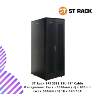 ST Rack TFS 3388 33U 19" Cable Management Rack - 1630mm (H) x 800mm (W) x 800mm (D) 10 x SSO 13A