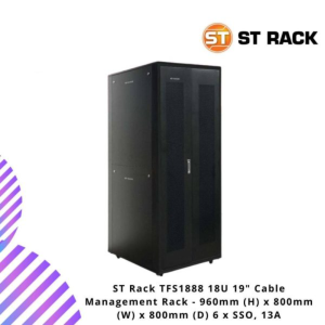 ST Rack TFS1888 18U 19" Cable Management Rack - 960mm (H) x 800mm (W) x 800mm (D) 6 x SSO, 13A