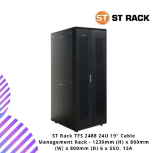 ST Rack TFS 2488 24U 19" Cable Management Rack - 1230mm (H) x 800mm (W) x 800mm (D) 6 x SSO, 13A
