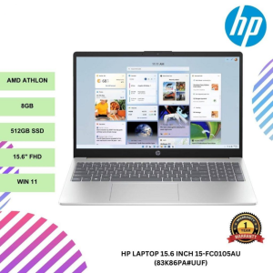 HP Laptop 15.6 inch 15-fc0105AU AMD Athlon / 8gb ram / 512GB SSD / Win 11 (83k86pa#uuf)