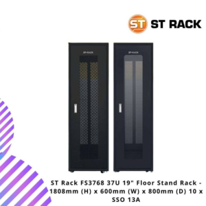 ST Rack FS3768 37U 19" Floor Stand Rack - 1808mm (H) x 600mm (W) x 800mm (D) 10 x SSO 13A