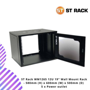 ST Rack WM1265 12U 19" Wall Mount Rack - 580mm (H) x 600mm (W) x 500mm (D)  5 x Power outlet