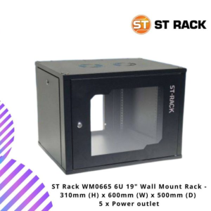 ST Rack WM0665 6U 19" Wall Mount Rack - 310mm (H) x 600mm (W) x 500mm (D) 5 x Power outlet