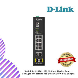 D-Link DIS-200G-12PS 12-Port Gigabit Smart Managed Industrial PoE Switch-240W PoE Budget