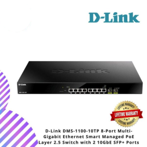 D-Link DMS-1100-10TP 8-Port Multi-Gigabit Ethernet Smart Managed PoE Layer 2.5 Switch with 2 10GbE SFP+ Ports