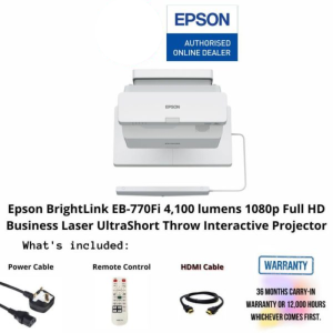 Epson BrightLink EB-770Fi 4,100 lumens 1080p Full HD Business Laser UltraShort Throw Interactive Projector