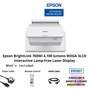Epson BrightLink EB-760Wi 4,100 lumens WXGA 3LCD Interactive Lamp-Free Laser Ultra Short Throw Projector