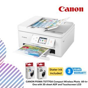 CANON PIXMA TS7770A Compact Wireless Photo  All-In-One with 35-sheet ADF and Touchscreen LCD