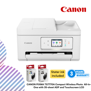 CANON PIXMA TS7770A Compact Wireless Photo  All-In-One with 35-sheet ADF and Touchscreen LCD