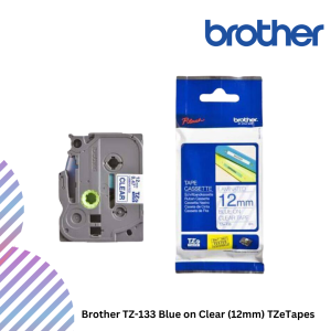 Brother TZ-133 Blue on Clear (12mm) TZeTapes