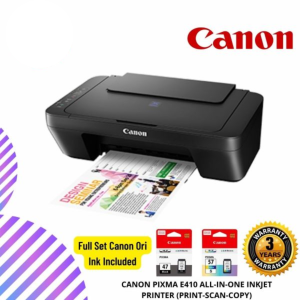 CANON PIXMA E410 ALL-IN-ONE INKJET PRINTER (PRINT-SCAN-COPY) Include Black & Color Ink [ NO WIFI]