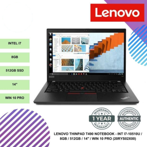 LENOVO THINPAD T490 NOTEBOOK - INT I7-10510U / 8GB / 512GB / 14" / WIN 10 PRO (20RYS02X00)