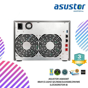 ASUSTOR AS6508T 8BAY/2.1GHZ QC/8GB/2x10GBE/2NVME (LOCKERSTOR 8)
