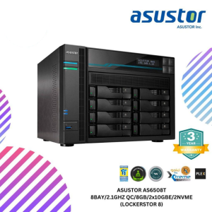 ASUSTOR AS6508T 8BAY/2.1GHZ QC/8GB/2x10GBE/2NVME (LOCKERSTOR 8)