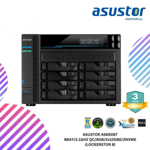 ASUSTOR AS6508T 8BAY/2.1GHZ QC/8GB/2x10GBE/2NVME (LOCKERSTOR 8)