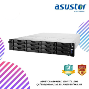 SHOPEELAZADA-2024-12-30T130012.673.png ASUSTOR AS6512RD 12BAY/2.1GHZ QC/8GB/2GLAN/2x2.5GLAN/2PSU/RAILKIT