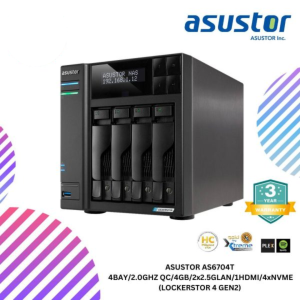 ASUSTOR AS6704T  4BAY/2.0GHZ QC/4GB/2x2.5GLAN/1HDMI/4xNVME (LOCKERSTOR 4 GEN2)